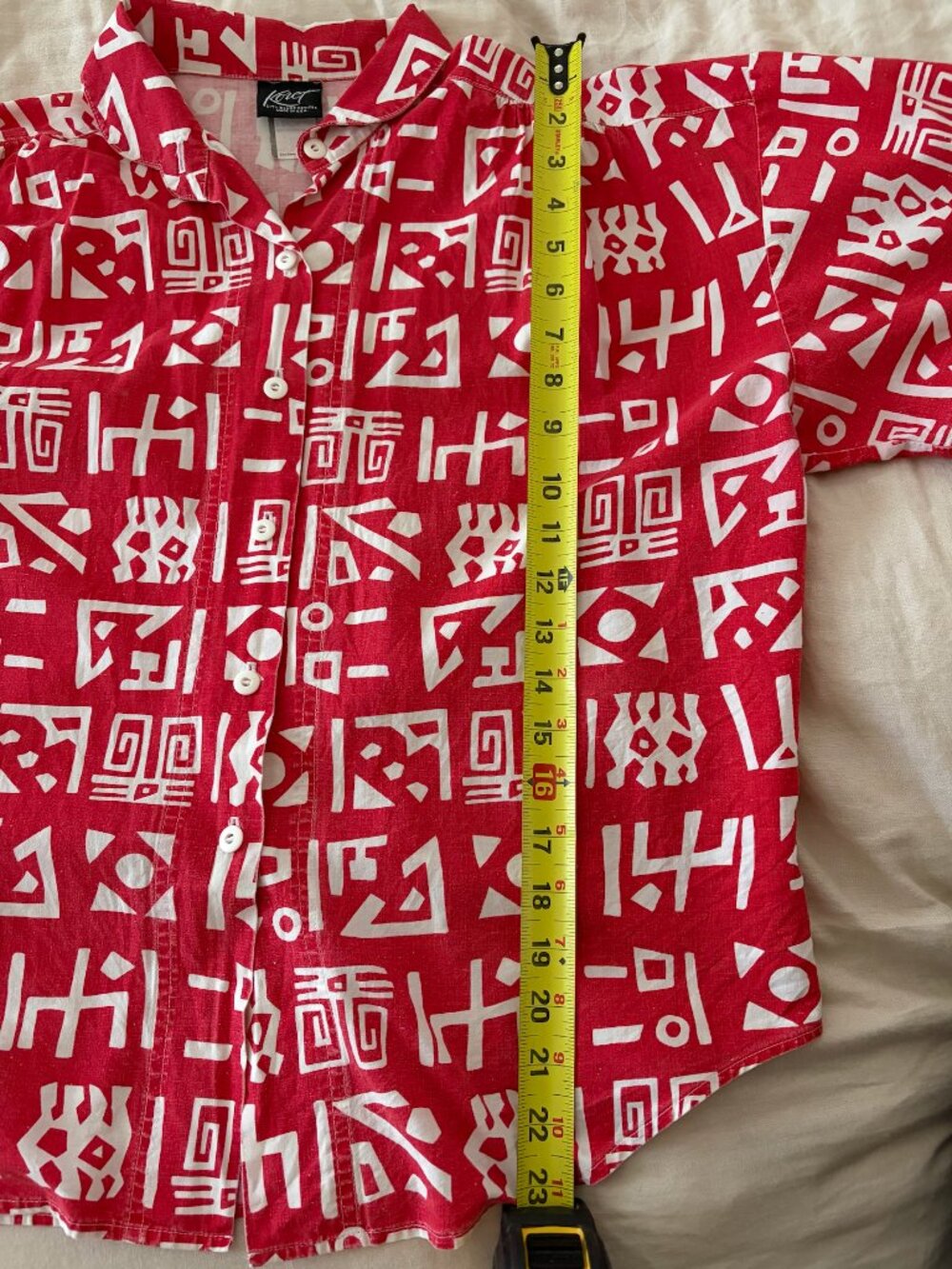 Vintage Abstract Geometric Patterned Boxy Unisex Top - Red - Unique Find! - Picture 7 of 11